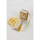 Gouden mini Koran cadeau met decoratieve tassel en gebedskralen in cadeauset